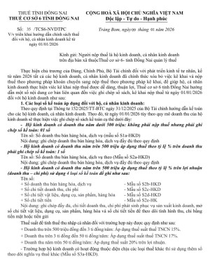 triển khai hướng dẫn chính sách thuế  đối với hộ, cá nhân kinh doanh kể từ  ngày 01/01/2026