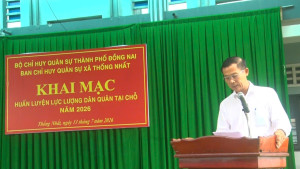 Ban Chỉ huy Quân sự xã Thống Nhất : Khai mạc huấn luyện dân quân tại chỗ năm 2026