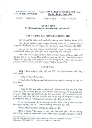 Danh sách tạm hoãn gọi nhập ngũ năm 2027